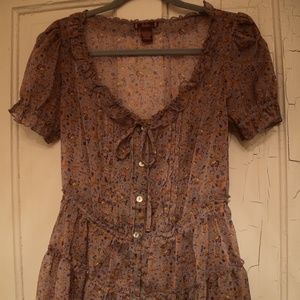 Lavender flowered peasant style shirt.